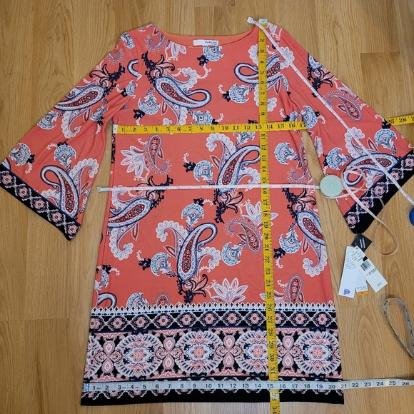 NWT Studio One New York Paisly Print Long Sleeve Knee-Length Dress - Picture 4 of 7